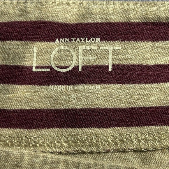 Ann Taylor LOFT Women's Top 3/4 Sleeve Striped Cotton Shirt Purple Size Small - Picture 9 of 10